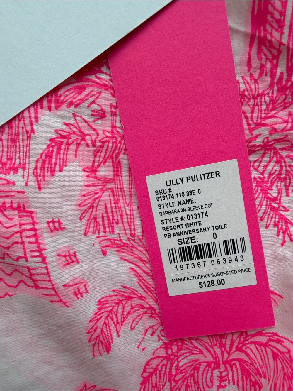 NWT Lily Pulitzer Barbara 3/4 Sleeve Resort White Palm Beach Anniversary Toile - Picture 7 of 9